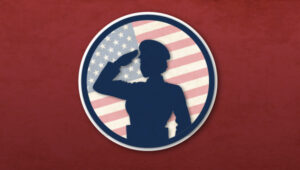 Woman veteran saluting.